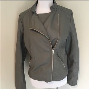 Metaphor Faux Leather Gray Moto Jacket